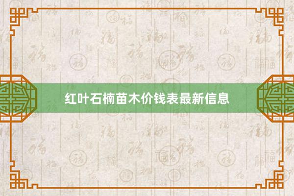 红叶石楠苗木价钱表最新信息